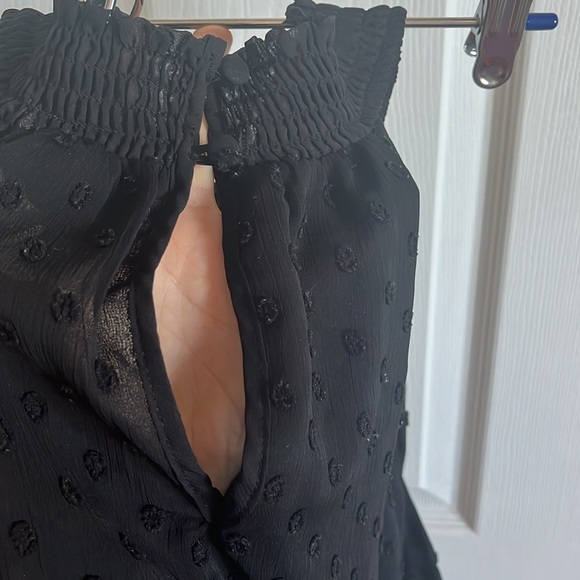 Sheer Polka Dots Ruffle Goth Keyhole Button whimsy Sleeveless Blouse Torrid - Picture 6 of 7